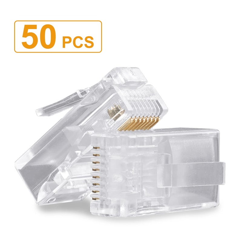 SHD RJ45 Connectors, RJ45 Ends Cat6 Connector Cat5e Connector Cat5 Connectors Ethernet Cable Crimp Connectors-50Pcs - Image 2